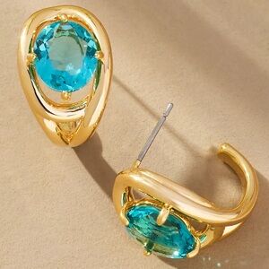 NWT Anthropologie Curve Stone Huggie Hoop Earrings